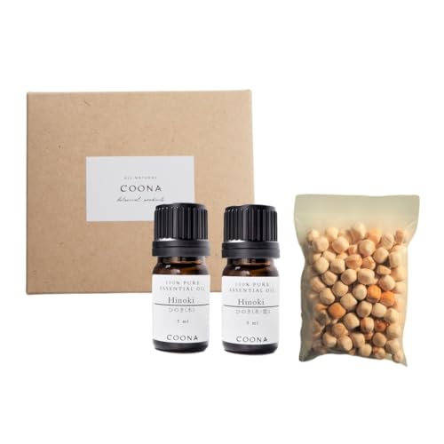 国産 ひのき油 2種 セット ヒノキ 檜 精油 アロマ オイル ウッドディフューザー付き 箱入り セット (ひのき＆ひのき)