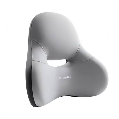 腰サポートクッション【日本設計2025新登場】 低反発・メモリーフォーム使用 【体圧分散＆通気性 長時間作業も快適に 腰痛対策 オフィス＆車対応 (ウエストサポート（グレー）)