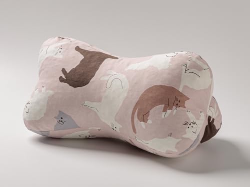 イケヒコ 寝具 まくら クッション ほね枕 約32×15cm ねこ柄 ピンク 日本製 低反発チップ 足枕 腰当 もっちり #1195620221618