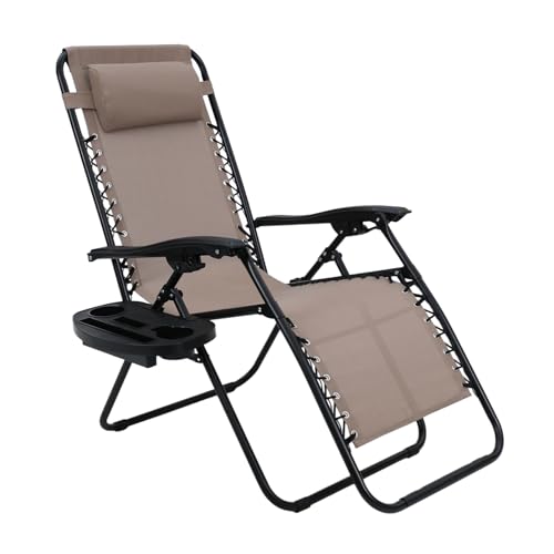 輝力士 インフィニティチェア リクライニングチェア アウトドア 軽量 角度調節 枕つき 一人掛け コンパクト バーベキュー 仮眠 庭/花見/砂浜/キャンプ/室内/戸外用（ブラウン カップホルダ