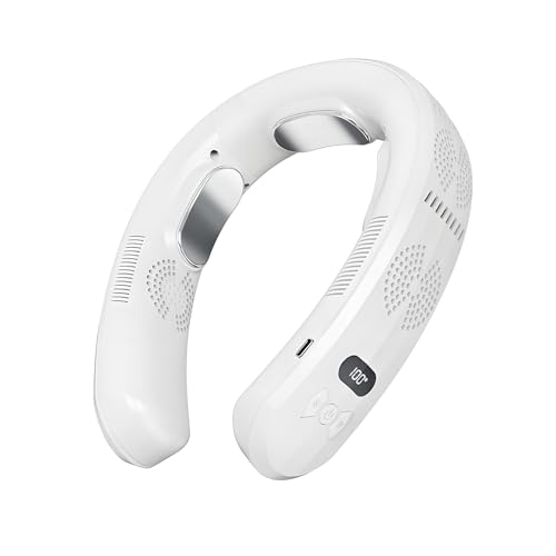 BK-MOTOR 首掛け扇風機 ネックファン 携帯扇風機 プレート 軽量 充電式 首かけ 冷/暖 3つブレート付き ..