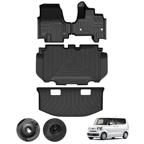Kotesoto ホンダ 新型 N-BOX JF5 JF6 JOY フロアマット&セカンドマット&トランクマット フルセット エヌボックス ラゲッジトレイ 滑り止め JF5 JF6 カーゴマット TPE素材 耐汚れ 防水 車種専用設計 取