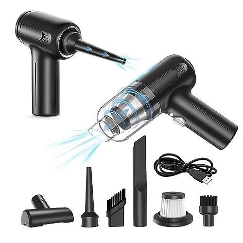 【吸い込み＆吹き飛ばし両用】ハンディクリーナー 車用掃除機 強力吸引 真空率8500PA コードレス 小型掃除機 電動エアーポンプ機能付き Type-C充電式 ハンドクリーナー HEPAフィルター チタン
