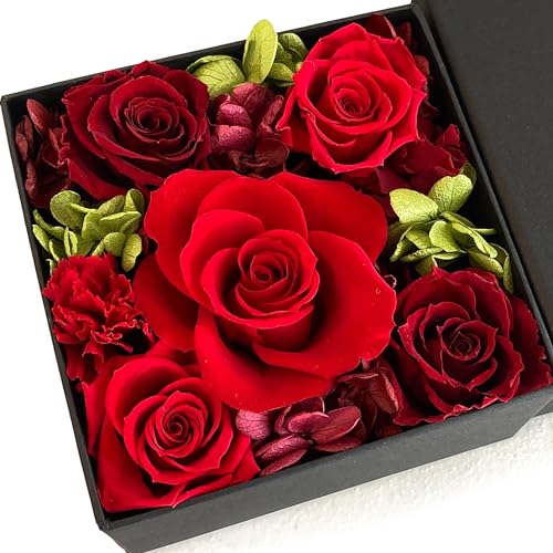 プレゼント プリザーブドフラワー 花 お祝い 誕生日 バラ 還暦 ギフト レッド 花 フラワーボックス Dea..