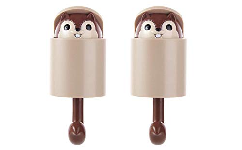 Fumemo かわいい リス フック ドア キー 鍵 帽子 タオル 折り畳み 傘 マスク 掛け 壁掛け フック 収納 ..