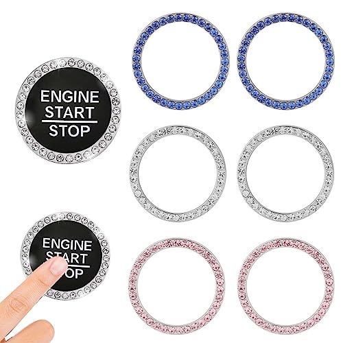 エンジンスタートボタンリング 【6個セット】スタートボタンカバー 車 アクセサリー 車のエンジンボタ..