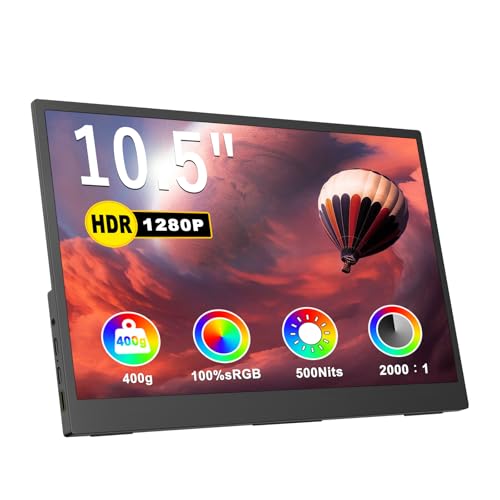 モバイルモニター 10.5インチ (1920*1280) 解像度 3:2画面比 薄型 軽量 ポータブルモニター 100%sRGB広色域 内蔵スピーカー VESA対応 Type-C/HDMI PS4/PS5/Switch/PC/Macなど対応