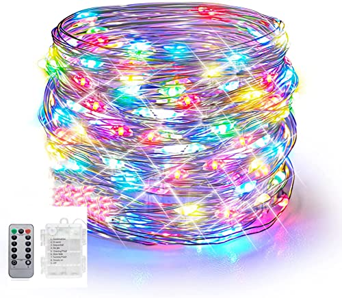 ANJEWLIN LED イルミネーションライトled ストリングスライト 8種光るパターン 電池式 防水 10メートル..