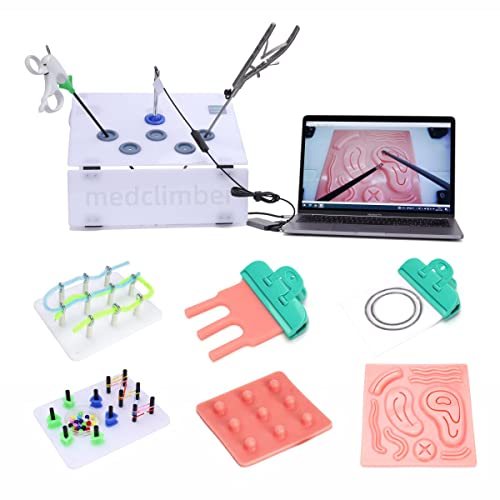 medclimber 腹腔鏡訓練 縫合練習キット縫合セット Full HD 1080P USB内視鏡 8トレーニングモジュール医..