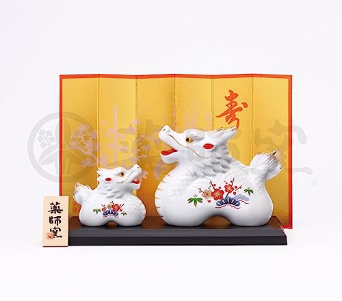 薬師窯(yakushigama) 白祥 招福 辰 松竹梅 親子 【77】 干支 2024年 たつ 新年 置物 インテリア 縁起物