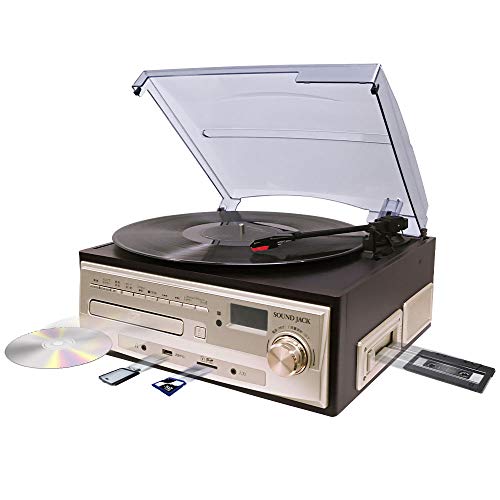 ベルソス マルチレコードプレーヤー 【 レコード カセット CD ラジオ USB SD 外部音源 】 再生/録音可能 ステレオ ブラウンウッド調 MP9260 (シャンパンゴールド)