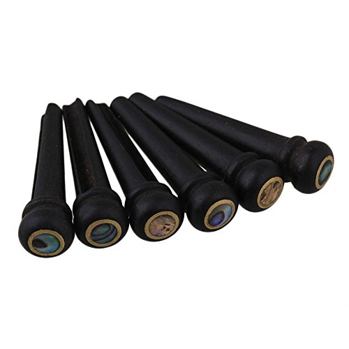 6アワビドットとブラスサークルスカート付きアコースティックギターエボニーブリッジピン　moyinmusic