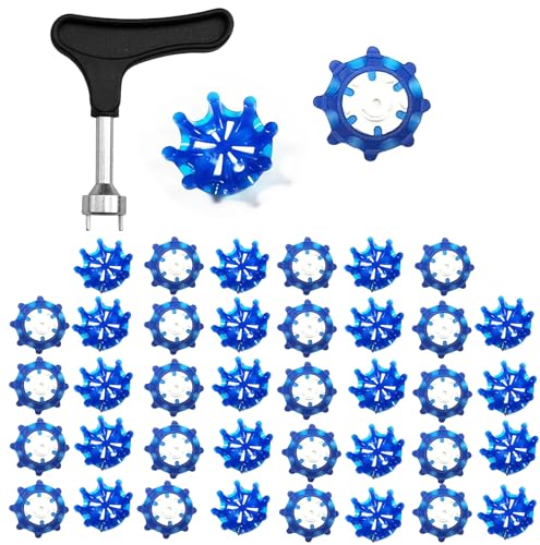 Lofthestar 40本ゴルフシューズ スパイク(Soft spikes) 固定 滑り止め 簡単脱着 高速ツイスト対応 スパイク鋲 交換 ブルー