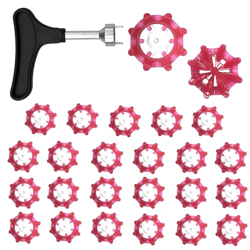 Lofthestar ゴルフシューズ スパイク 25本 ゴルフシューズ スパイク鋲 固定 滑り止め 簡単脱着 ゴルフスパイクレンチ レンチ スパイク ゴルフシューズ 高速ツイスト対応 スパイク鋲ゴルフ ゴル