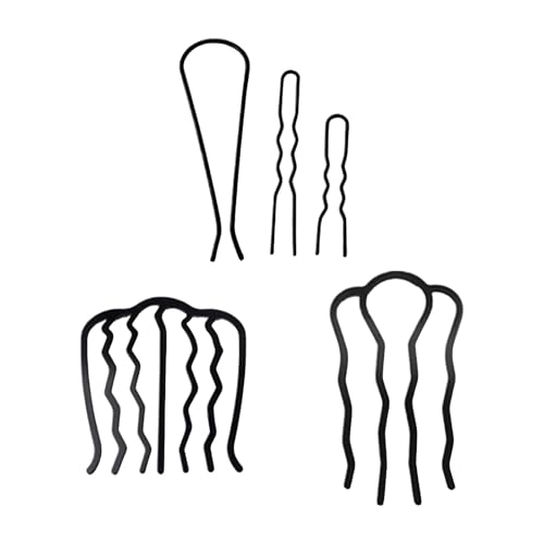 BLOOPIC 夜会巻きコーム 髪留め やかいまき コーム ヘアアレンジスティック 5枚セット シンプルデザイン 黒色 ヘアアクセサリー 髪飾り まとめ髪 盛り髪 お団子 結婚式 卒業式 入学式 パーテ