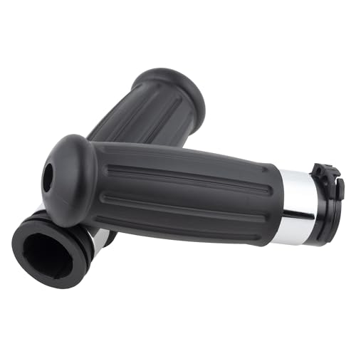 キジマ(Kijima) バイクパーツ グリップ レトロ スロットルパイプ付 137mm 42mm 非貫通タイプ 1インチハンドル 汎用 HD-04767