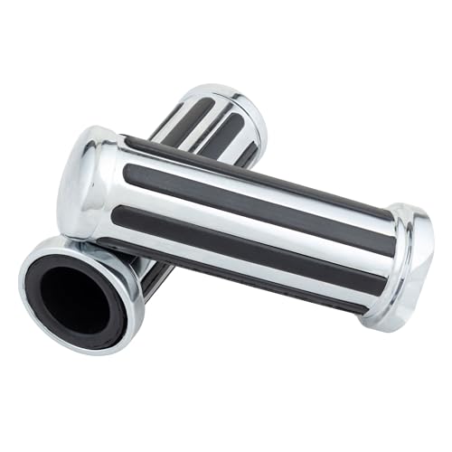 キジマ(Kijima) バイクパーツ グリップ アルミカバー レールタイプ 131mm φ25.4mm 非貫通タイプ 1インチ 汎用 メッキ/ブラック 201-635