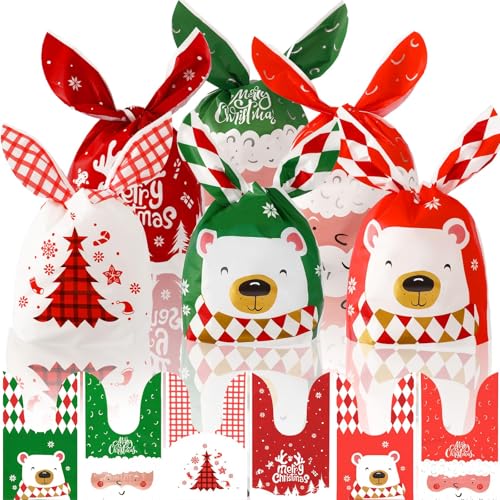 METBOU 120個 クリスマス 袋 ラッピング クリスマス お菓子袋 クリスマスプレゼント 袋 キャンディバッグ ラッピング 袋 小分け袋 クリスマス ギフ...