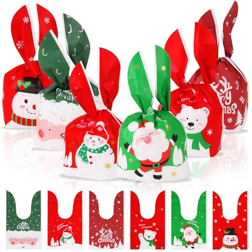 DERAYEE クリスマス ギフトバッグ 30枚入り うさぎ耳 バッグ プレゼント 贈り物 小分け ラッピング ギフトバッグ サンタさん トナカイ 雪屋 クリス...