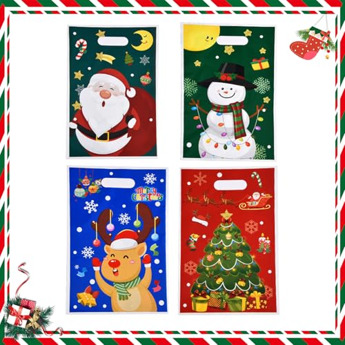 クリスマス ラッピング 袋 手提げ袋 ラッピング 50枚・4種類 25×16.5CM ビニール ギフトバッグ 小判抜き レジ袋 OPP 小分け 雑貨 プレゼント...