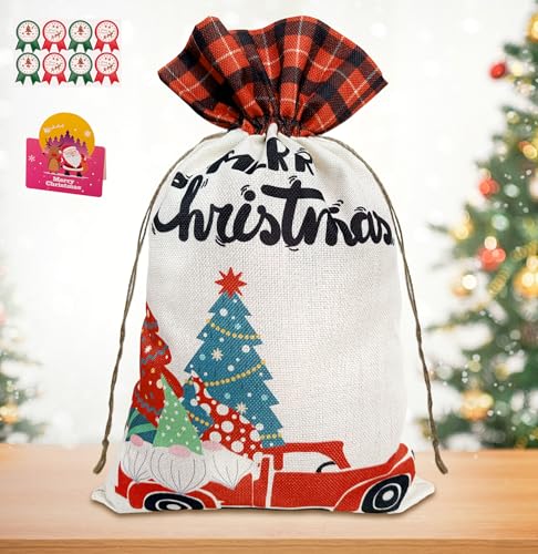 GOKEI クリスマス ギフトバッグ 30×50cm プレゼント用 ラッピング 袋 ラッピング用 巾着袋 麻布 ポリエステル サンタクロース キャンディーバッグ...