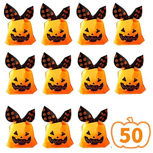 キャンディーバッグ ハロウィン お菓子袋 ウサギ袋 うさぎの耳形袋 50個 ギフトバッグ 可愛い ラッピング袋 子供景品 飴入れ プレゼントバッグ 小分け パー...