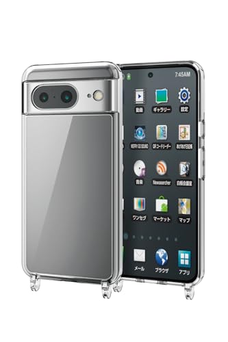 エレコム Google Pixel 8 ケース スマホショルダー用ストラップホール付き 肩掛け 耐衝撃 ハイブリッド素材 四つ角エアークッション ワイヤレス充電対応 【ストラップは別売りです】 クリア PM
