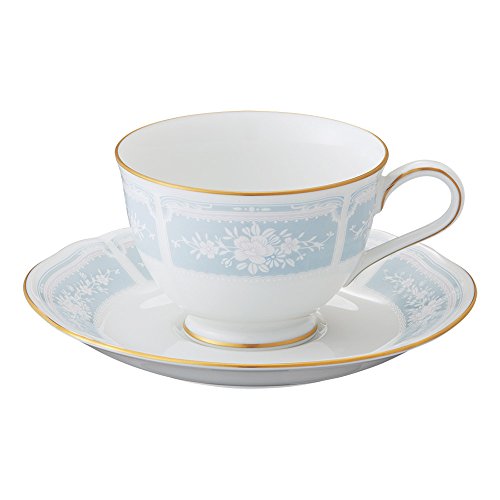 Noritake ノリタケ カップ & ソーサー ( コーヒー ティー 兼用) 220cc レースウッドゴールド ブルー ファインポーセレン Y9587A/1507