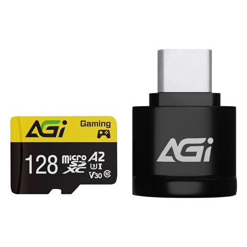 AGI 128GB MicroSDXC メモリカード Type C カードリーダー付き TF138 A2 U3 V30 4K C10(読み込み・書き込み速度98/70MBs)