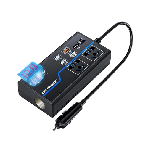 eppfun 200W カーインバーター コンバーター DC12VをAC110Vに交換カーインバーター 修正正弦波 車載専用 (USB 給電4口 + Type-C 給電1口+ AC 2口 コンセント電源) 車内充電器 シガーソケット コンセント