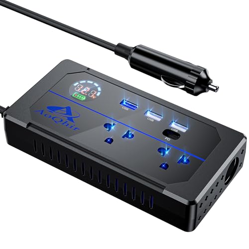 カーインバーター シガーソケット コンセント 200W DC12VをAC100Vに変換 USB 3ポート QC3.0USB急速充電 AC100V電源2口 TYP-Cサポート 修正正弦波 車載用インバーター