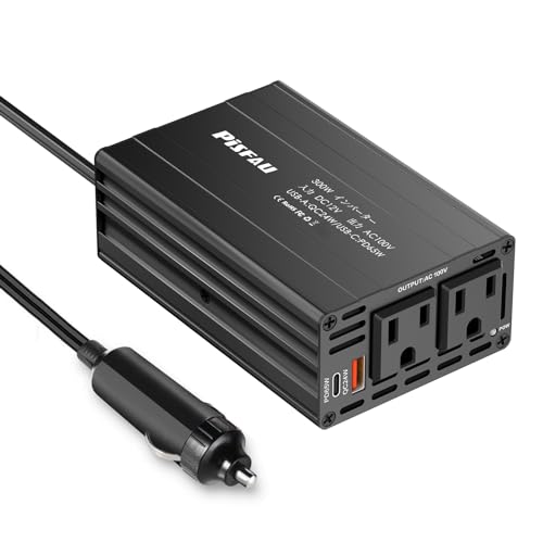 インバーター 300W シガーソケット コンセント,DC12VをAC100Vに変換 カーインバーター，[65W usb-c]付き/USB急速充電24W/ノートパソコン用車載充電器