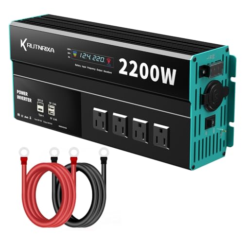 RUTNRIXA インバーター シガーソケット コンセント DC12VをAC100Vに変換 PD USB1ポート搭載｜車内電源に変換｜AC100V出力対応｜車専用 カーインバーター 車載用インバーター (2200W)