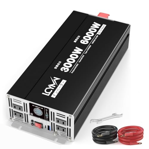 LCYMW インバーター 12v 100v 3000W 瞬間出力6000W DC12V（直流）をAC100V（交流）に変換 修正正弦波 カーインバーター PD30W ACコンセント電源2口 家庭緊急用電源 車中泊グッズ アウトドア 自動車 キ