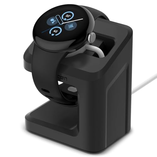 Spigen Google Pixel Watch 3 45mm / 41mm (2024年モデル) Pixel Watch 2 (2023年モデル) 対応 充電スタンド ピクセルウォッチ 卓上スタンド TPU S355 AMP07393 (ブラック)