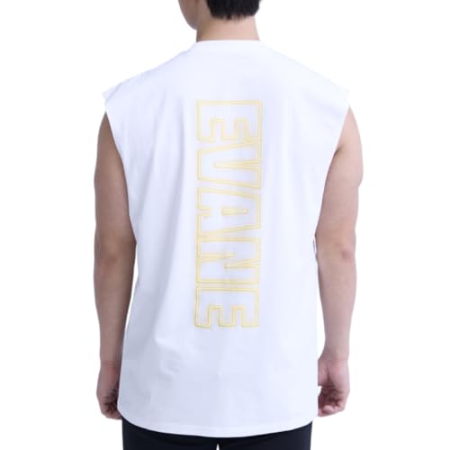 [EVANE] エバン オーバーサイズ コットン ストレッチ NEON BIG LOGO タンクトップ メンズ 筋トレ tシャ..