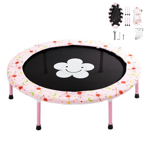UNE トランポリン 室内 子供用トランポリン かわいい花柄 直径 95cm とらんほりん 折りたたみ式 耐久性..