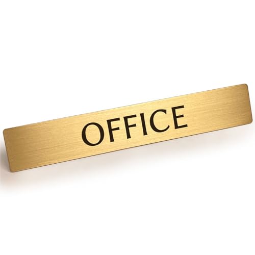 Black Box Buzz 真鍮 サイン プレート 「 OFFICE 」 オフィス 事務所 リモートワーク ドア 壁用 12cm x 2cm 3M両面テープを...
