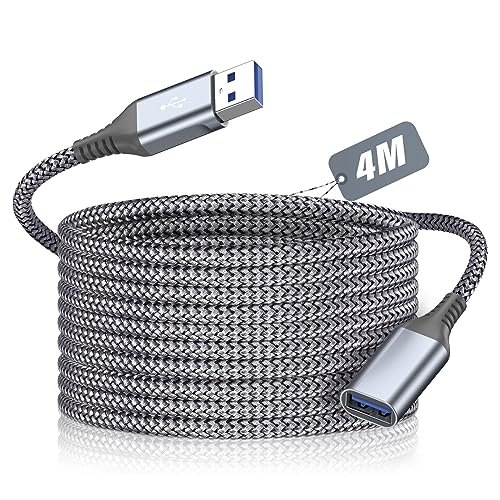 USB 3.0 延長ケーブル 4M USB 延長 タイプAオス-タイプAメス USBケーブル データ高速転送5Gbps USBケーブル 延長コード金メッキコネクタ プリンター、スキャナー、カメラ、ドライブ、USBディスク、