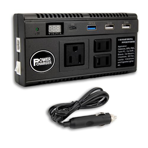 【急速充電】カーインバーター 車載充電器 120W DC12V 24V をAC110Vに 変換 修正弦波 インバーター カーチャージャー 車 コンセント 12V車 ＆ 24Vトラック 対応 アダプター ACコンセント 3口/2口 ×3 US