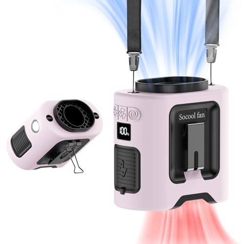 Socool 腰掛け扇風機 ベルトファン 14500mAh大容量 暴風モード付き5段階風速調整 1台4役（腰掛け/首掛け/卓上/手持ち） 最大67時間連続送風 360°回転クリップ＆独立スイッチ&懐中電灯&LED残量表示
