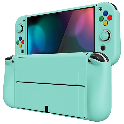 PlayVital ZealProtect Nintendo Switch有機elに対応用ソフト保護シェル、Switch OLEDに対応用フレキシプロテクタージョイコングリップカバーサムグリップキャップとABXY方向ボタンキャップ付き【ミステ