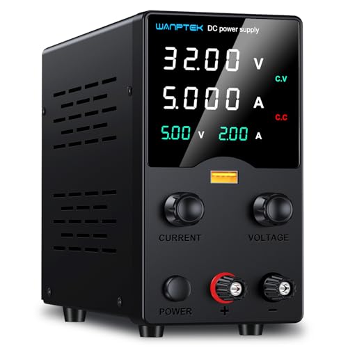 WANPTEK POWER 直流安定化電源，4桁高精度LEDディスプレイ付き30V 5A可変DC電源，実験室用エンコーダ制御安定化電源