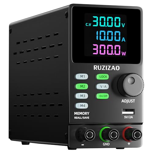RUZIZAO 直流安定化電源 0-30V 0-10A 300W 可変DCスイッチング電源 4種類のストレージモード カラー4桁表示 エンコーダ調整 ?面???源 低騒音高精度 電気制御機器 実験室用 学校教育 安定出力