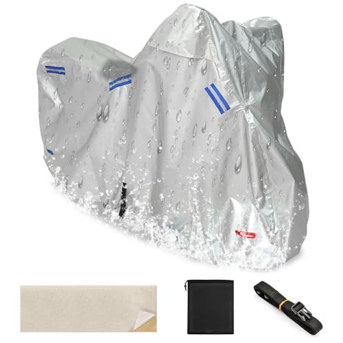 バイクカバー 耐水圧20,000mmH?O [全シリーズ車種対応] 湿気対策 盗難防止 専用耐熱パッド付き (スタンダード（シルバー）, L[220*140*100cm])