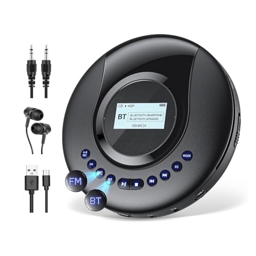 ポータブルCDプレーヤーBluetooth5.2対応 Arafuna （REC）録音機能付きFMチューナー・FMラジオ付き2000..