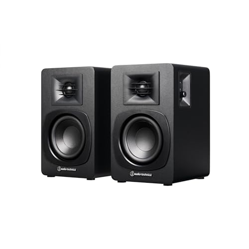 オーディオテクニカ AT-SP3X ブックシェルフ スピーカー レコードプレーヤー Bluetooth モニタースピーカー 【アクティブ RCA入力 マルチポイント対応 PC テレビ 音楽鑑賞】 ブラック