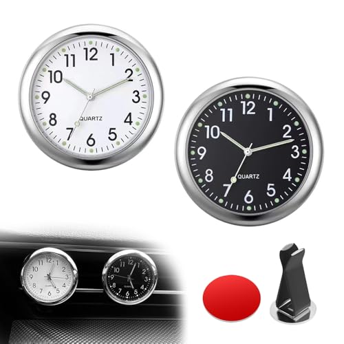 UrbanPulse 車用時計 車載用 ダッシュ用車用時計 高精度 多機能 車用クオーツ時計 エアコン吹き出し口用 クリップ式 & 粘着式 高精度 ミニ車用クオーツ時計 夜光 車の装飾品時計電子時計 発光