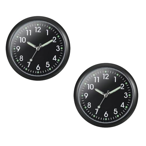サムコス 車載時 計 夜光時 計 車用クオーツ時 計 2個入り 高精度 多機能 直径 4cm 車のダッシュボード用発光 ミニクォーツ時計 粘着式 車の装飾品 鏡面研磨加工 （ブラック）