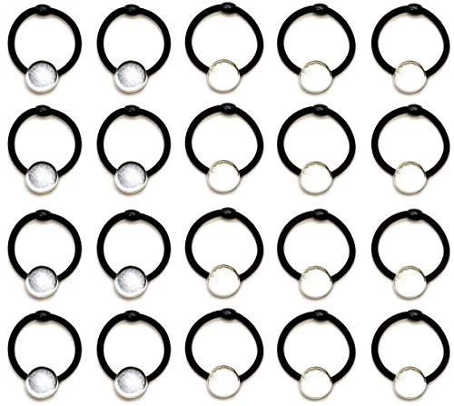 starPG ヘアゴム セッティング セット 20mm 径 アクセサリー 手芸 ハンドメイド パーツ 20組 (シルバー)